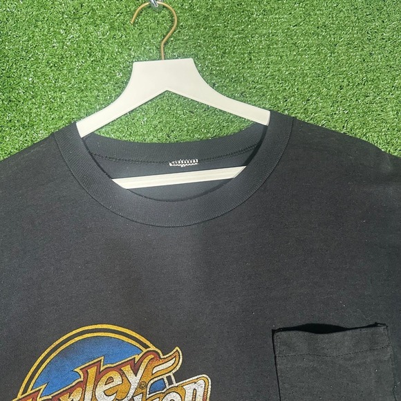 Vintage 80s Harley Davidson T Shirt Mens XL Black Coast to Coast Eagle Biker - Picture 12 of 16